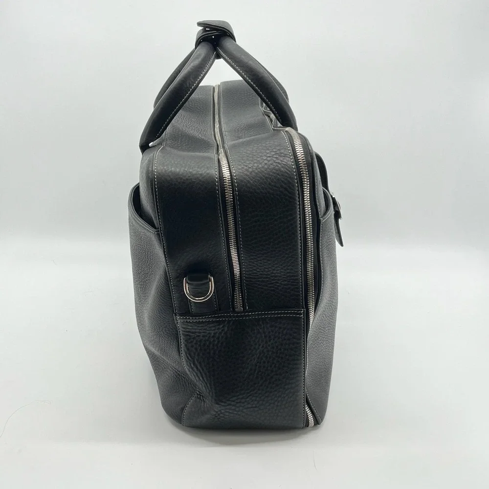 Levenger Pebbled Leather Briefcase Black Executive Business Laptop Portfolio Bag